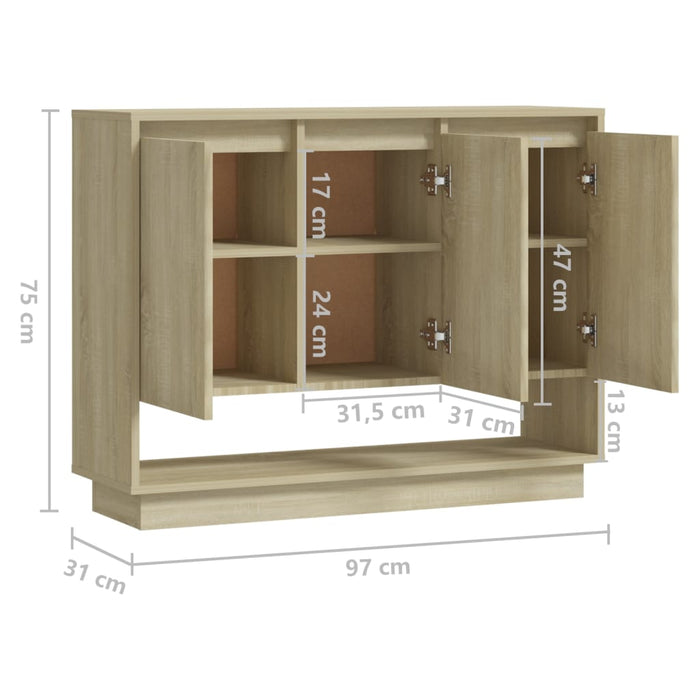 Credenza Rovere Sonoma 97x31x75 cm in Truciolato cod mxl 10457