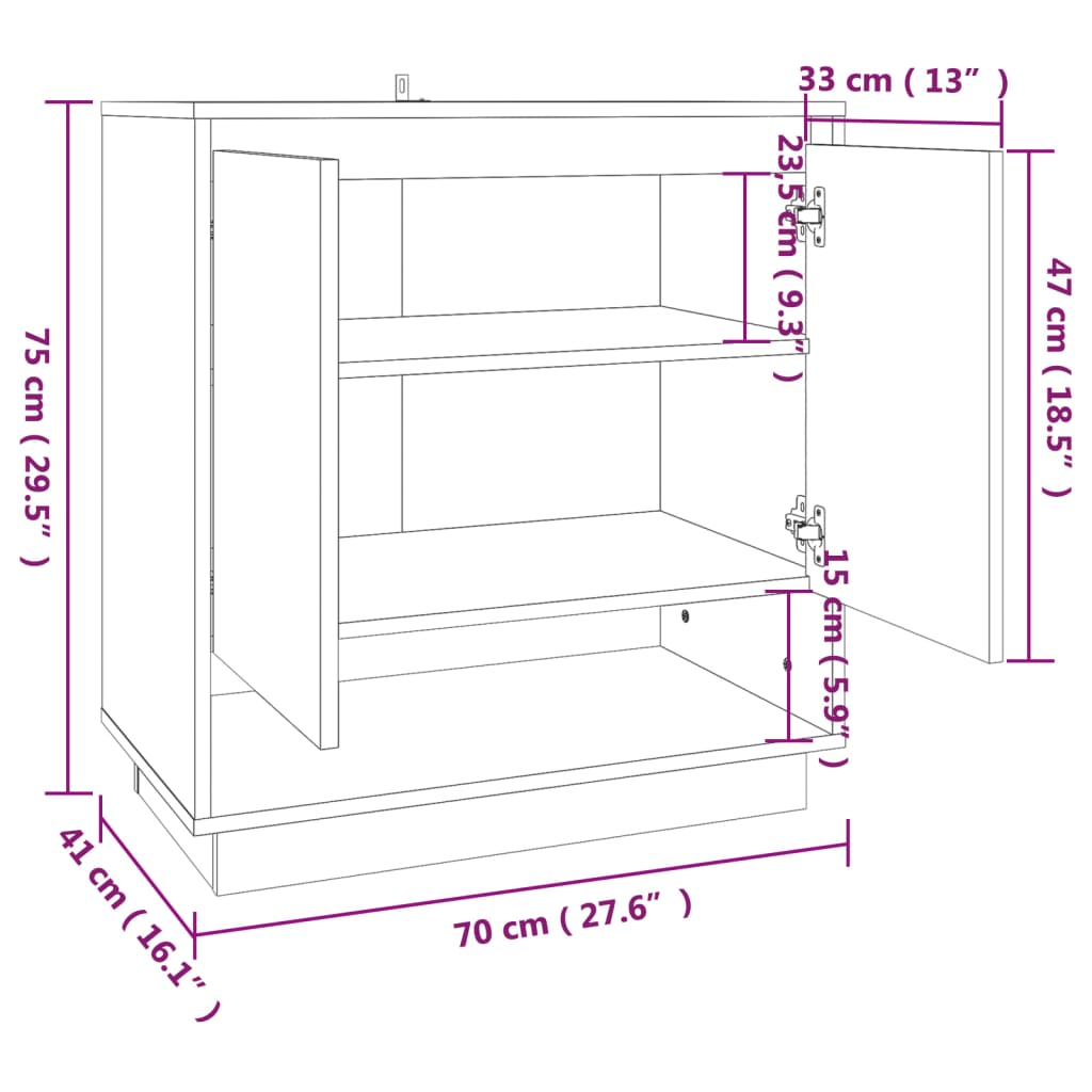 Credenza Bianco Lucido 70x41x75 cm in Truciolato cod mxl 22759