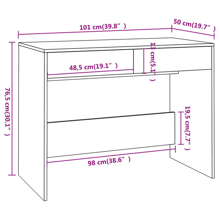 Scrivania Bianca 101x50x76,5 cm in Truciolato 809557