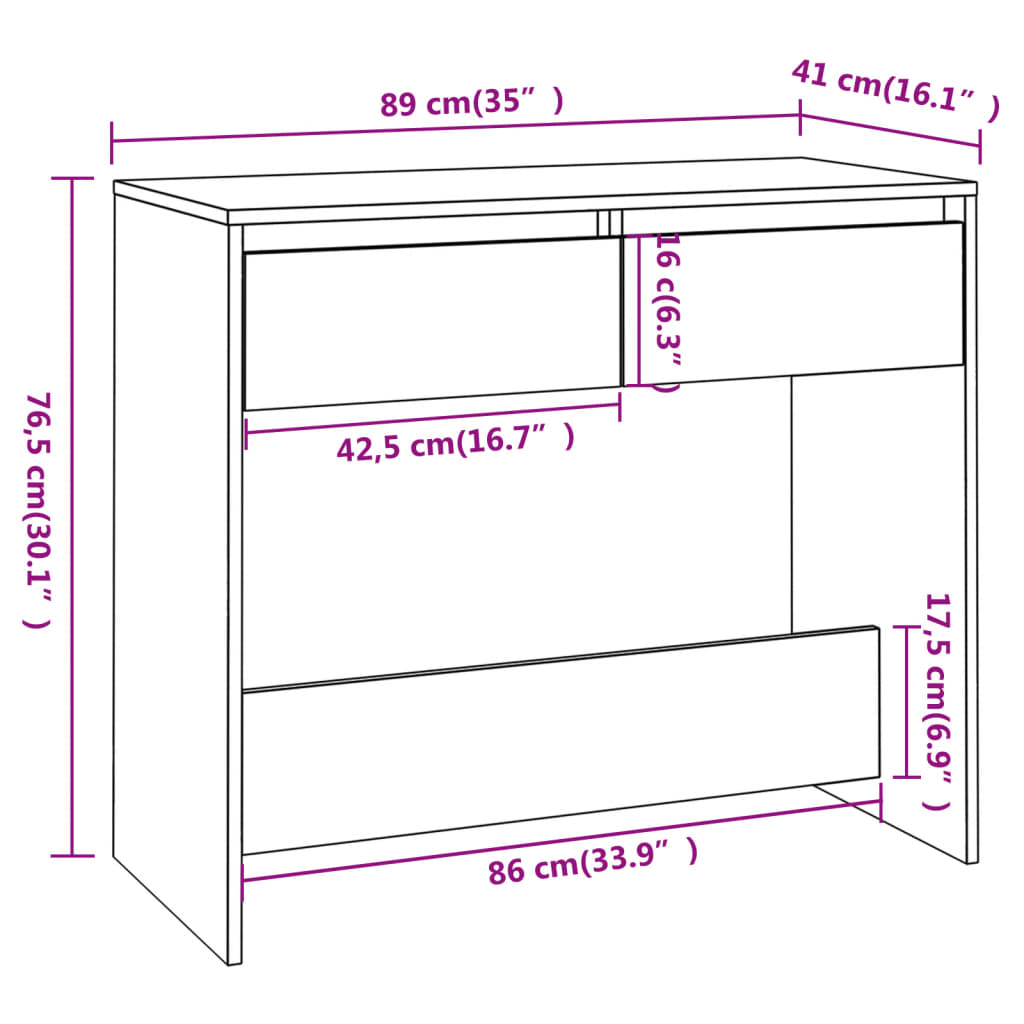 Tavolo Consolle Rovere Sonoma 89x41x76,5 cm in Acciaio 809569