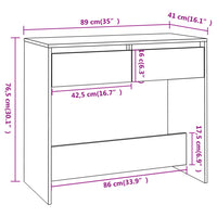 Tavolo Consolle Rovere Sonoma 89x41x76,5 cm in Acciaio 809569