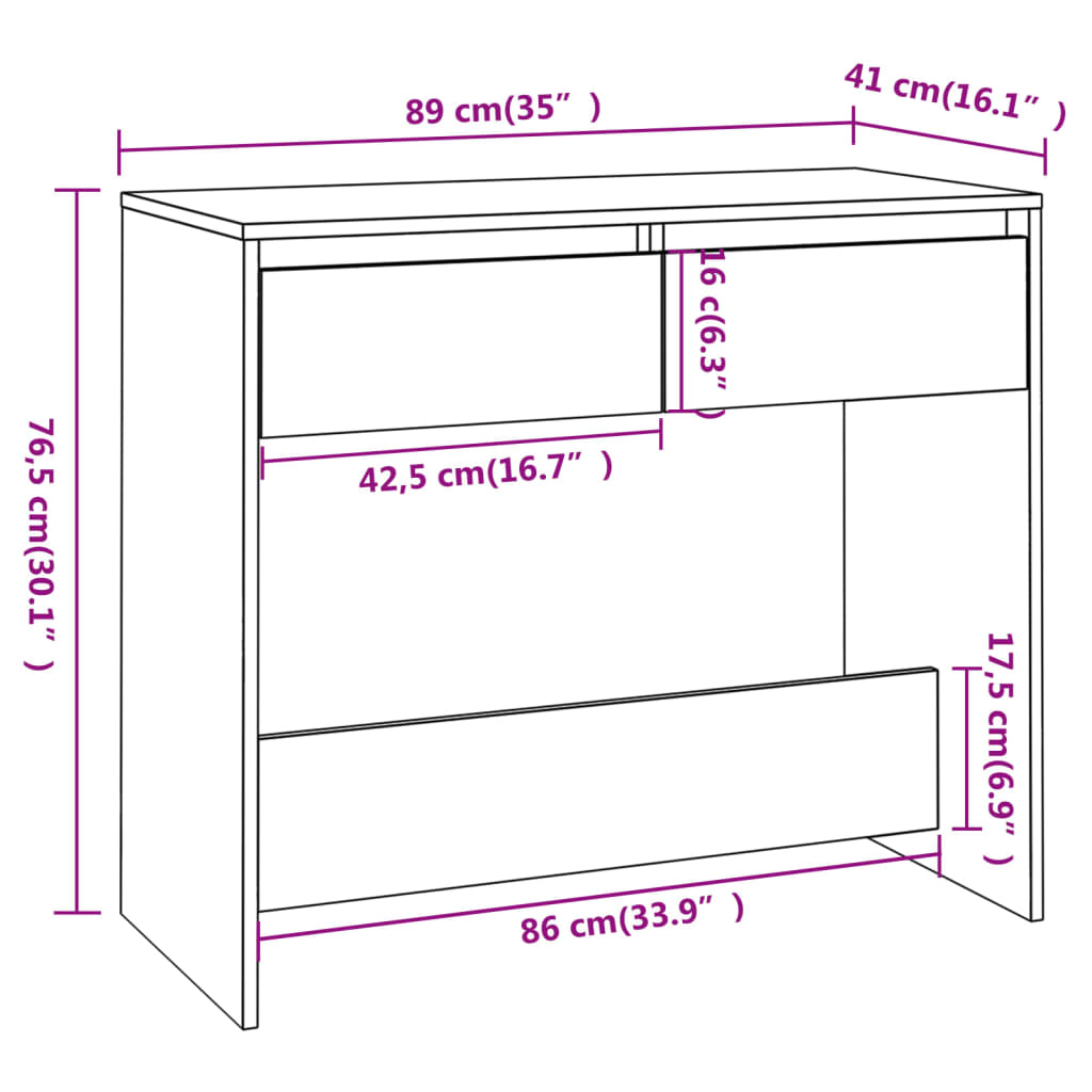 Tavolo Consolle Grigio Cemento 89x41x76,5 cm in Acciaio cod mxl 18175