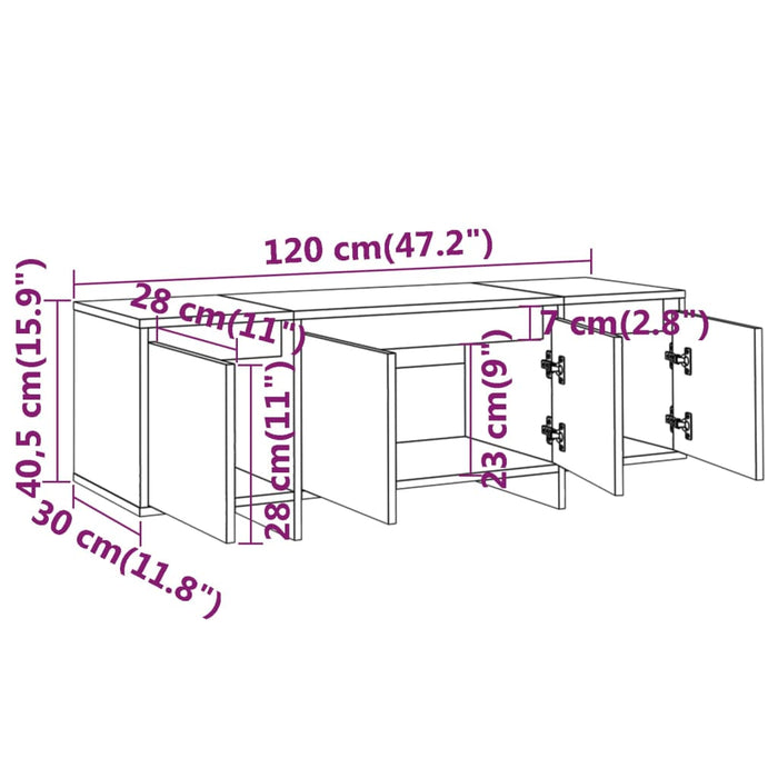 Mobile TV Bianco 120x30x40,5 cm in Truciolato 809575