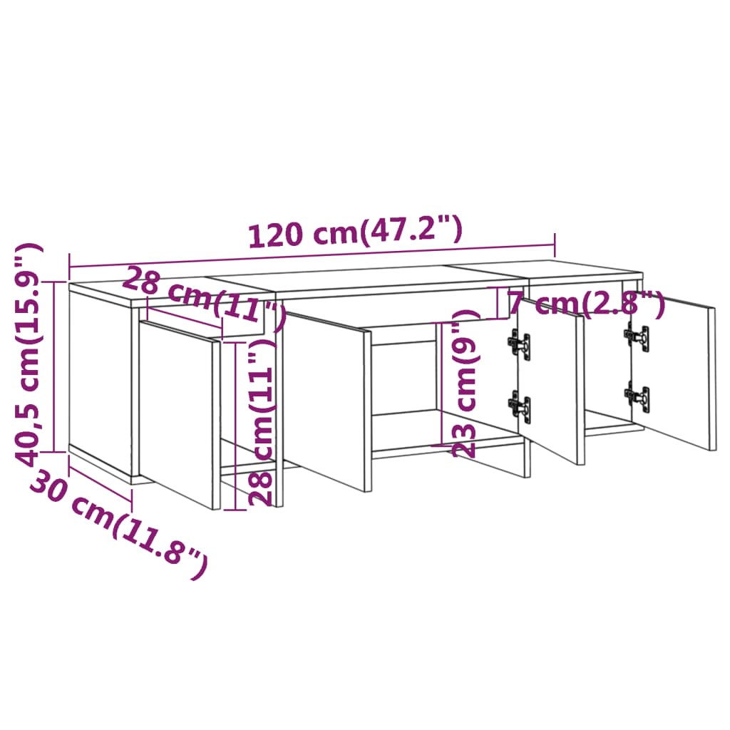 Mobile Porta TV Rovere Sonoma 120x30x40,5 cm in Truciolato 809578