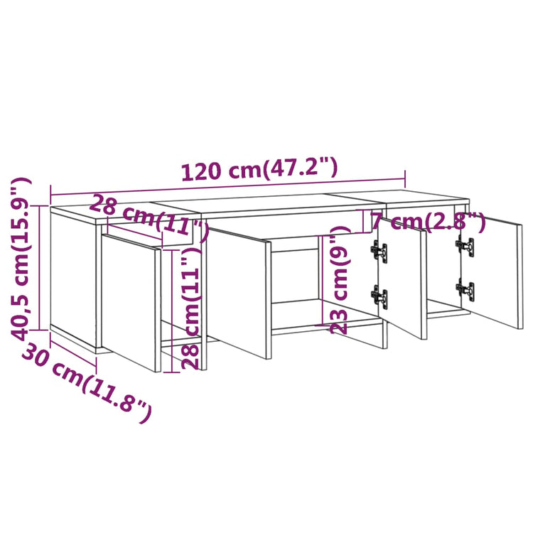 Mobile TV Grigio Cemento 120x30x40,5 cm in Truciolato cod mxl 10076