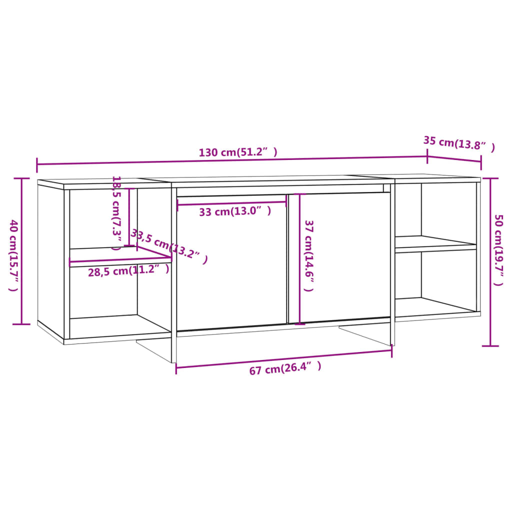 Mobile Porta TV Nero 130x35x50 cm in Truciolato 809585