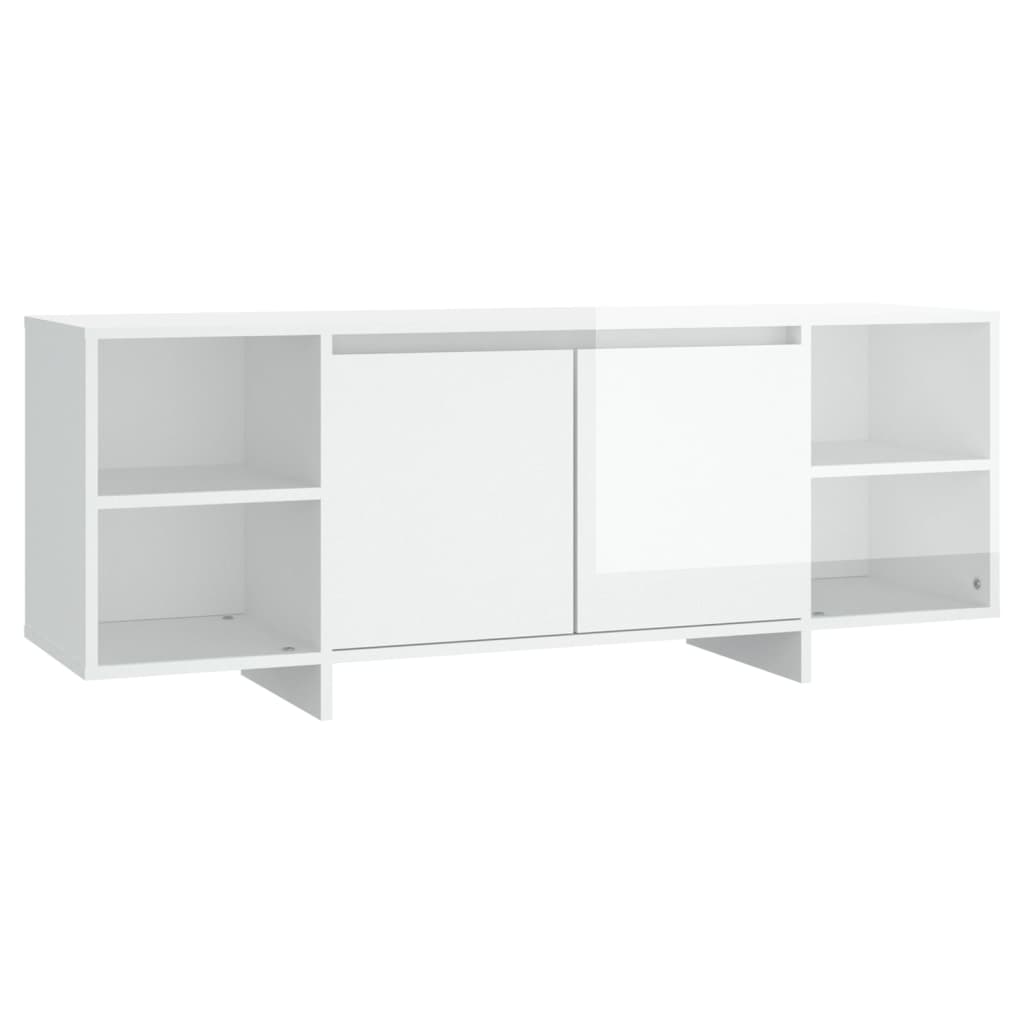 Mobile TV Bianco Lucido 130x35x50 cm in Truciolato 809590