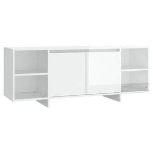 Mobile TV Bianco Lucido 130x35x50 cm in Truciolato 809590