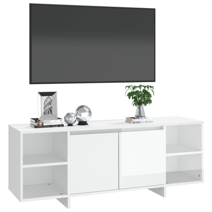 Mobile TV Bianco Lucido 130x35x50 cm in Truciolato 809590