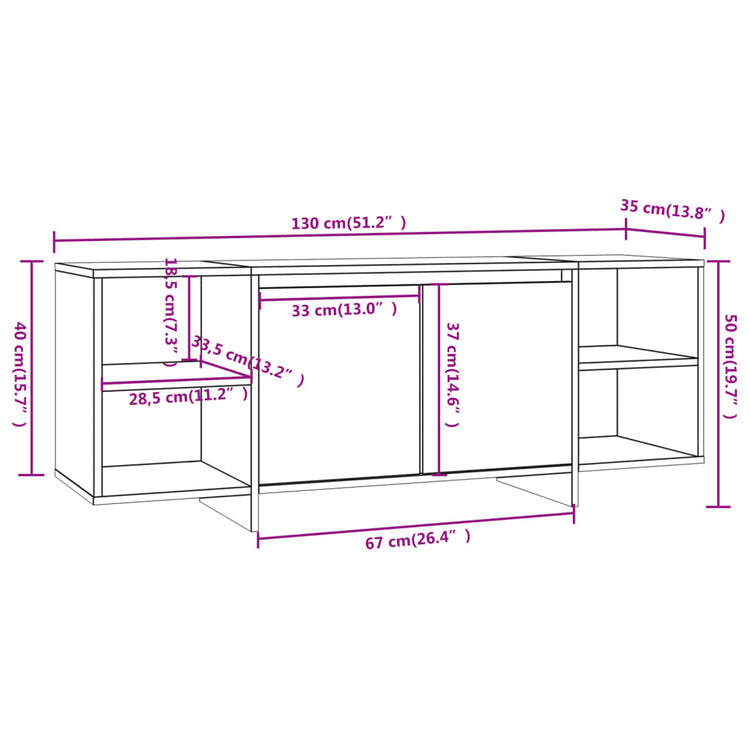 Mobile TV Bianco Lucido 130x35x50 cm in Truciolato 809590