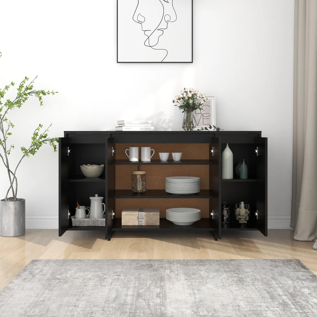 Credenza Nera 135x41x75 cm in Truciolato cod mxl 12207