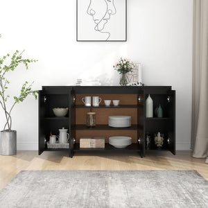 Credenza Nera 135x41x75 cm in Truciolato cod mxl 12207