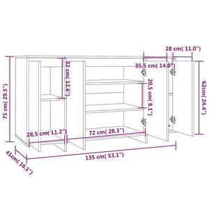 Credenza Nera 135x41x75 cm in Truciolato cod mxl 12207