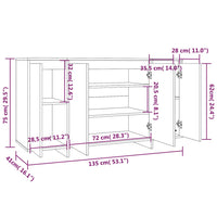 Credenza Rovere Sonoma 135x41x75 cm in Truciolato cod mxl 21121