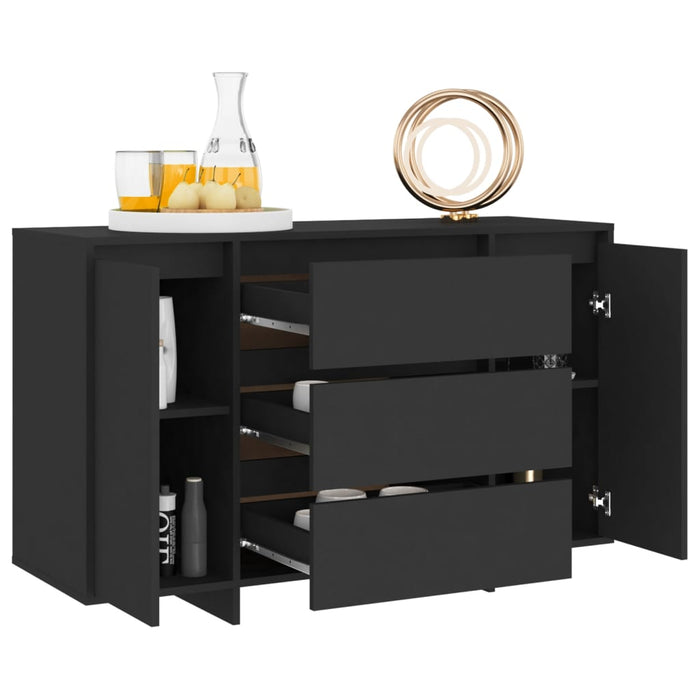 Credenza con 3 Cassetti Nera 120x41x75 cm in Truciolato cod mxl 12304