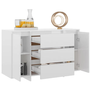 Credenza con 3 Cassetti Bianco Lucido 120x41x75cm in Truciolato cod mxl 10140