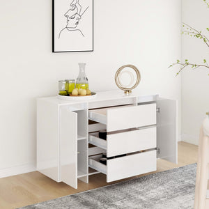 Credenza con 3 Cassetti Bianco Lucido 120x41x75cm in Truciolato cod mxl 10140