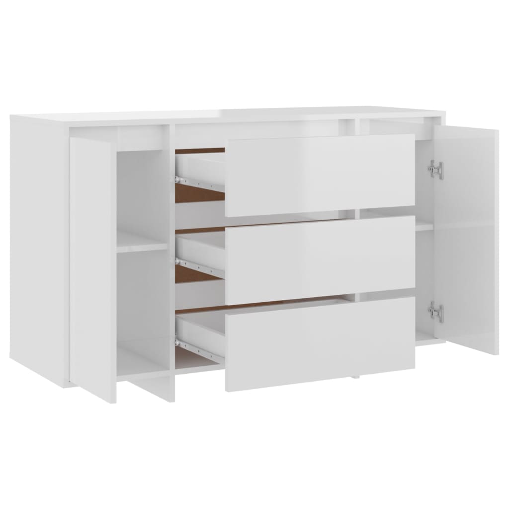 Credenza con 3 Cassetti Bianco Lucido 120x41x75cm in Truciolato cod mxl 10140