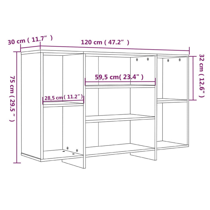 Credenza Grigio Cemento 120x30x75 cm in Truciolato cod mxl 13610