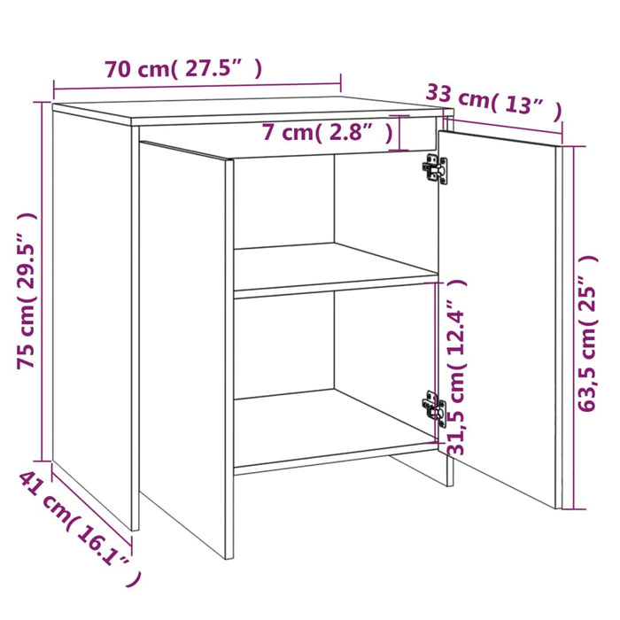 Credenza Rovere Sonoma 70x41x75 cm in Legno Multistrato 809740