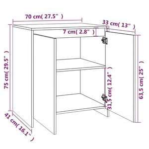 Credenza Grigio Cemento 70x41x75 cm in Legno Multistrato cod mxl 76117