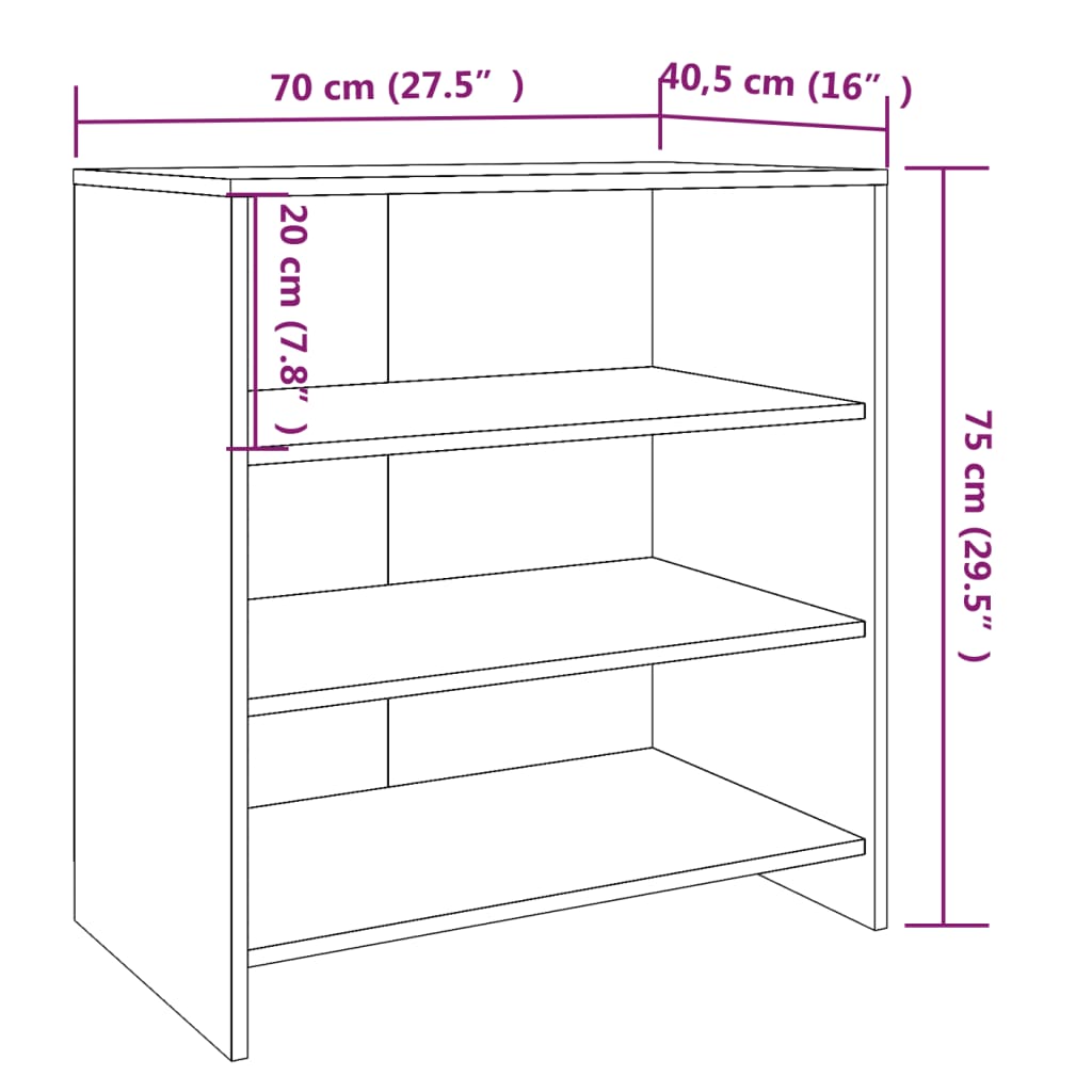 Credenza Bianco Lucido 70x40,5x75 cm in Truciolato 809761