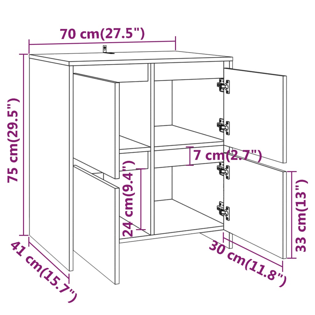 Credenza Nera 70x41x75 cm in Truciolato cod mxl 6102