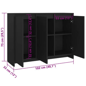 Credenza Nera 102x33x75 cm in Truciolato cod mxl 5584