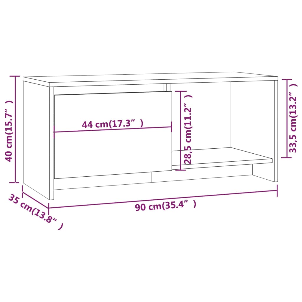 Mobile TV Grigio Cemento 90x35x40 cm in Truciolato