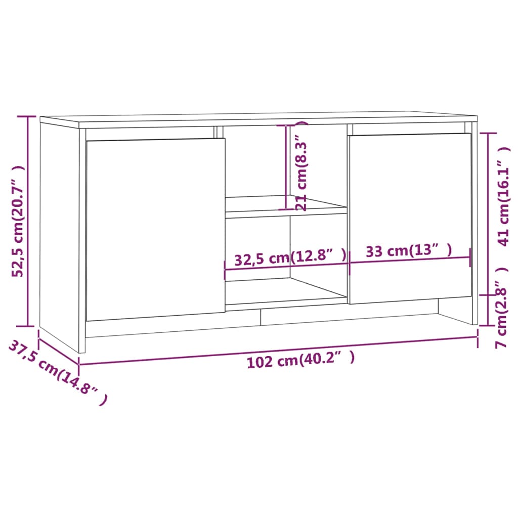 Mobile Porta TV Bianco 102x37,5x52,5 cm in Truciolato cod mxl 12189