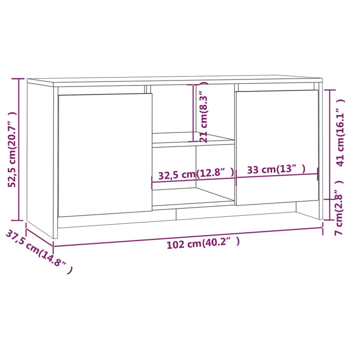 Mobile Porta TV Nero 102x37,5x52,5 cm in Truciolato cod mxl 19951