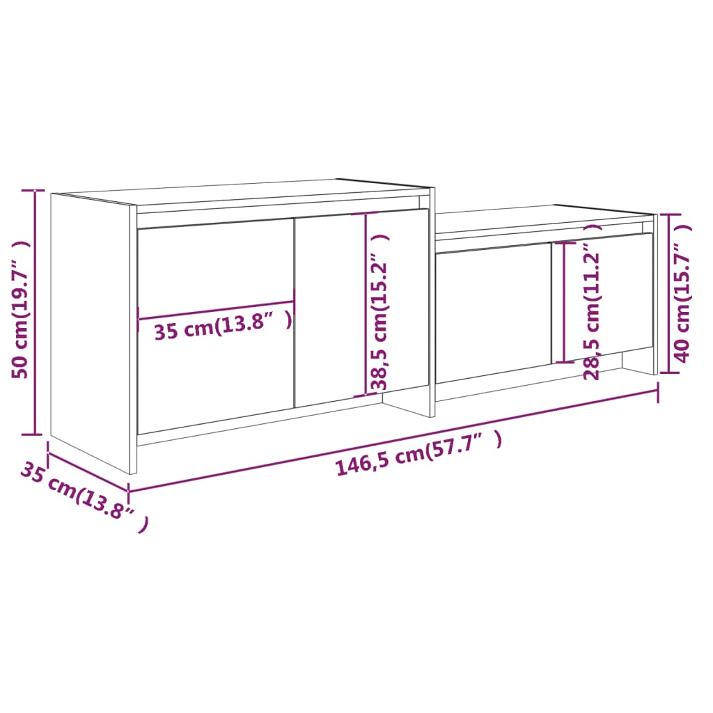 Mobile TV Bianco 146,5x35x50 cm in Truciolato