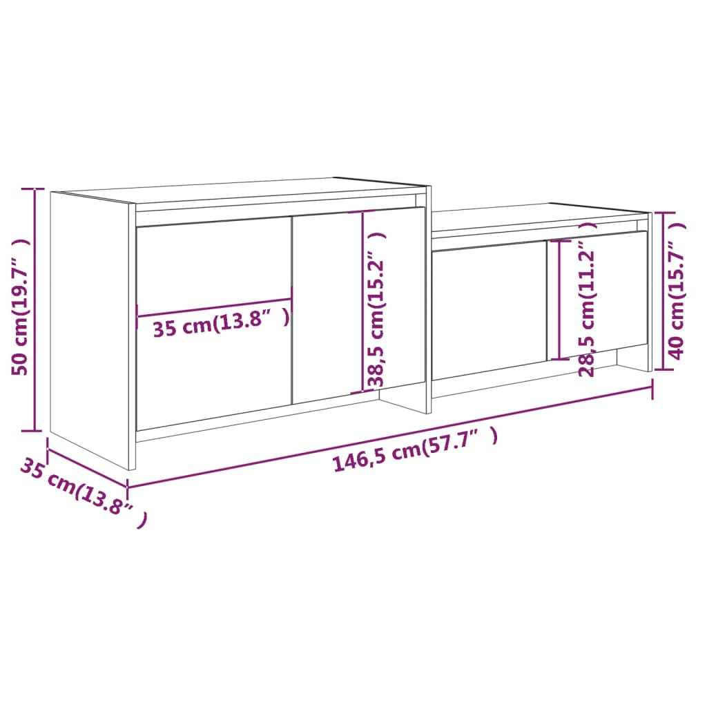 Mobile TV Rovere Sonoma 146,5x35x50 cm in Truciolato