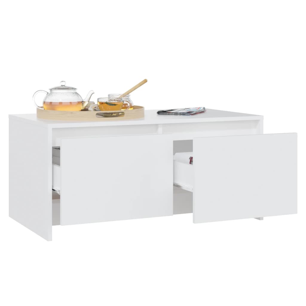 Tavolino da Salotto Bianco 90x50x41,5 cm in Legno Multistrato 809818