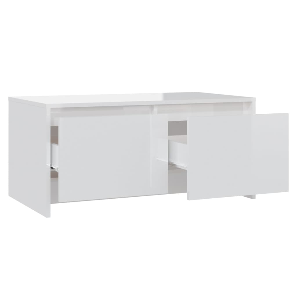 Tavolino da Salotto Bianco Lucido 90x50x41,5 cm in Truciolato cod mxl 15841