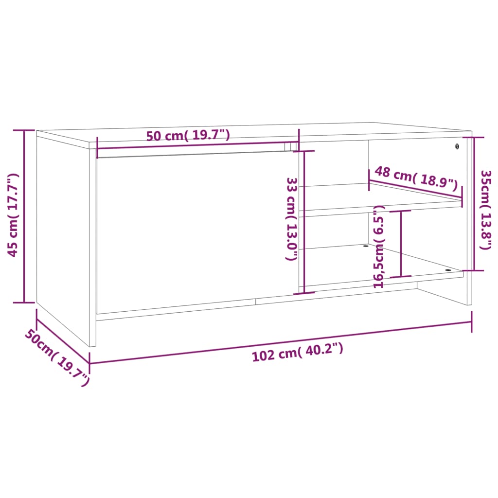 Tavolino da Salotto Rovere Sonoma 102x50x45cm Legno Multistrato cod mxl 10236