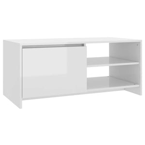 Tavolino da Salotto Bianco Lucido 102x50x45cm Legno Multistrato 809833