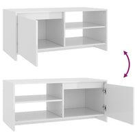 Tavolino da Salotto Bianco Lucido 102x50x45cm Legno Multistrato 809833