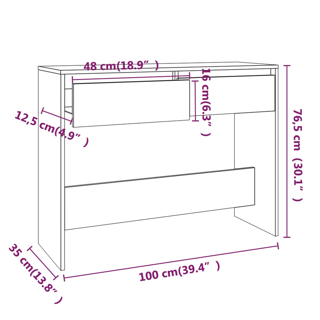 Tavolo Consolle Bianco 100x35x76,5 cm in Truciolato cod mxl 20855