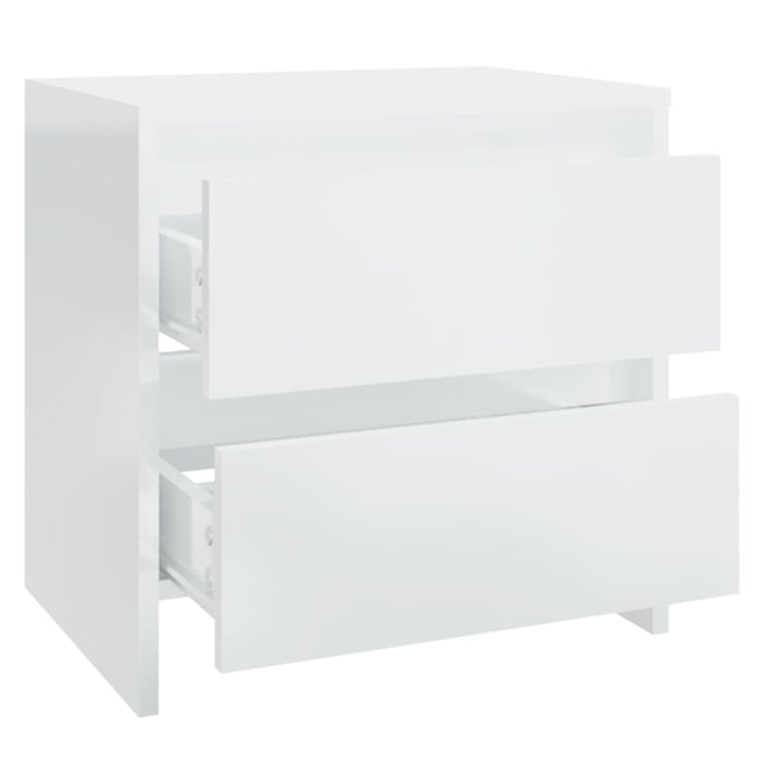 Comodini 2 pz Bianco Lucido 45x34,5x44,5 cm in Truciolato 809858