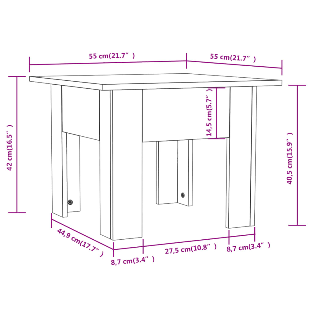 Tavolino da Salotto Bianco 55x55x42 cm in Legno Multistrato