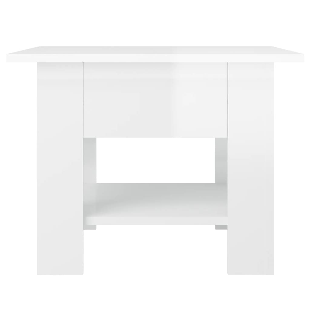 Tavolino da Salotto Bianco Lucido 55x55x42 cm Legno Multistrato