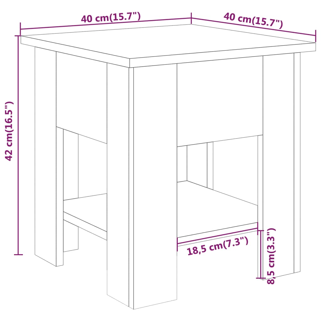 Tavolino da Salotto Bianco 40x40x42 cm in Legno Multistrato cod mxl 24351