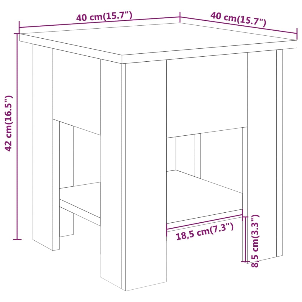 Tavolino da Salotto Grigio 40x40x42 cm in Legno Multistrato cod mxl 20558