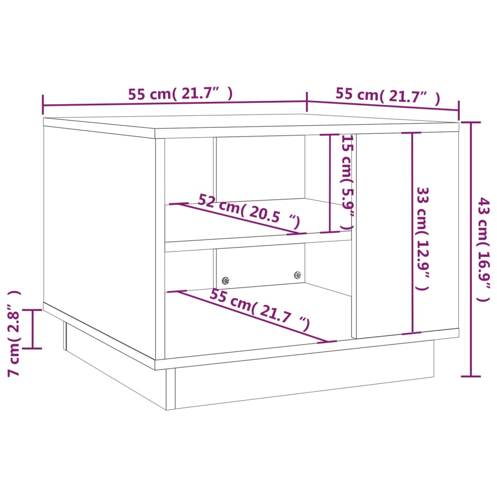 Tavolino da Salotto Bianco 55x55x43 cm in Truciolato 810289