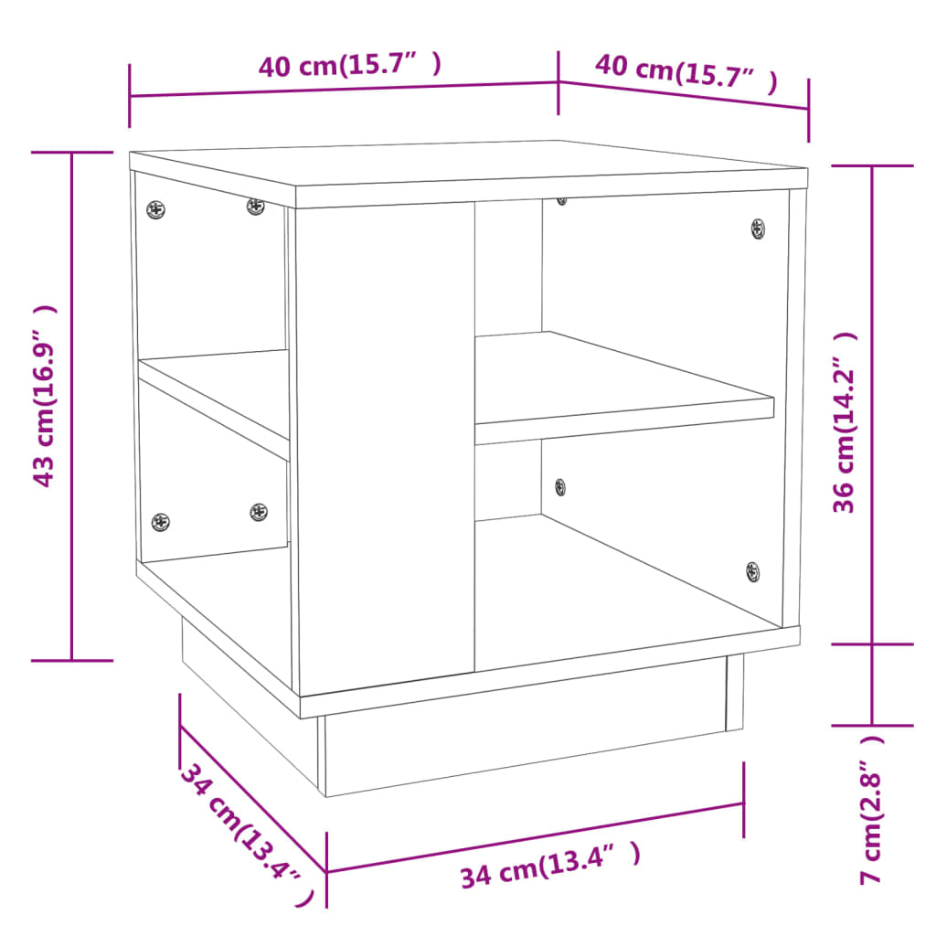 Tavolino da Salotto Nero 40x40x43 cm in Legno Multistrato 810299