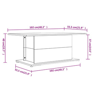 Tavolino da Salotto Bianco 102x55,5x40 cm in Truciolato