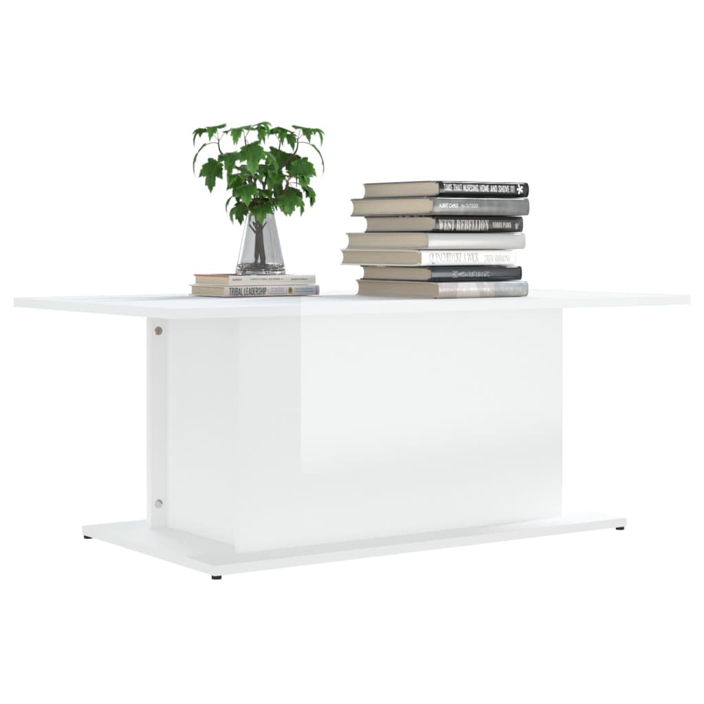 Tavolino da Salotto Bianco Lucido 102x55,5x40 cm in Truciolato cod mxl 15938