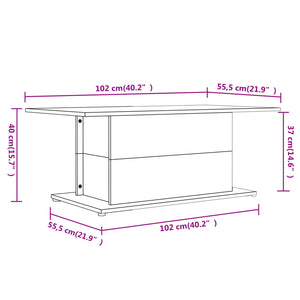 Tavolino da Salotto Bianco Lucido 102x55,5x40 cm in Truciolato cod mxl 15938