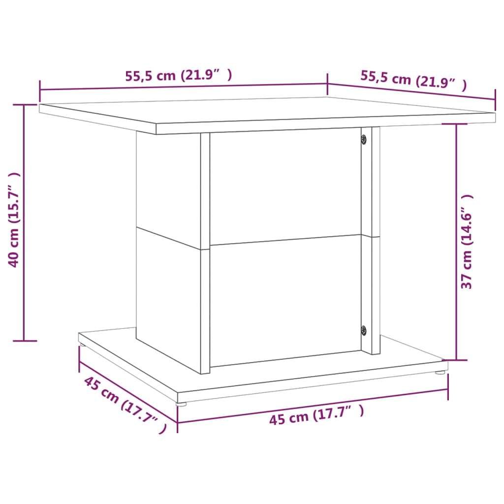 Tavolino da Salotto Nero 55,5x55,5x40 cm in Truciolato cod mxl 16586